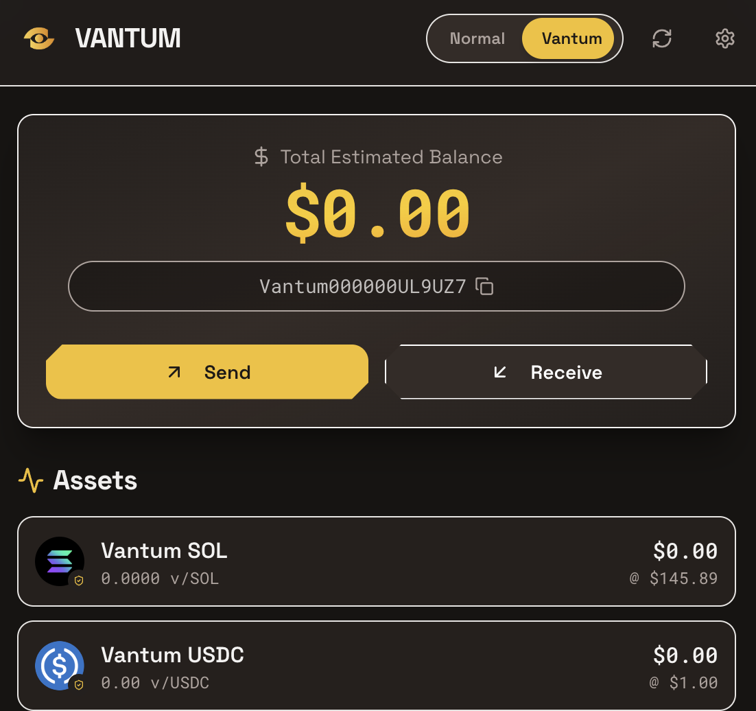 Vantum Wallet Interface